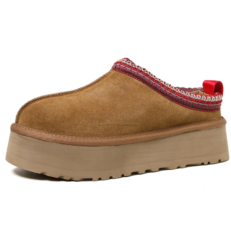 羊皮毛一体雪地靴女厚底短靴2025新款名族风加厚包头拖羊毛棉鞋 