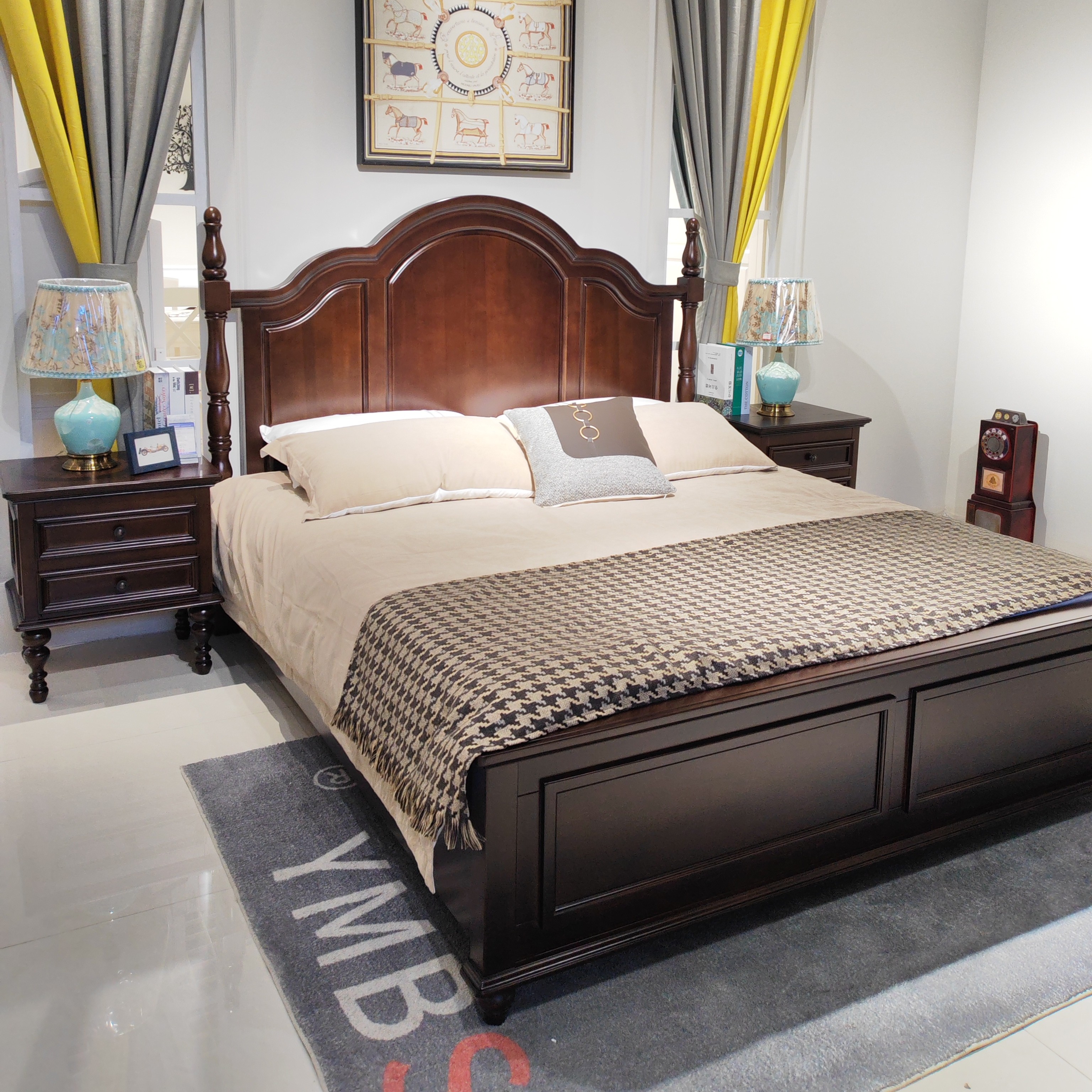 美式实木床大床双人床古典复古欧式婚床储物主卧室家居简约纯实木