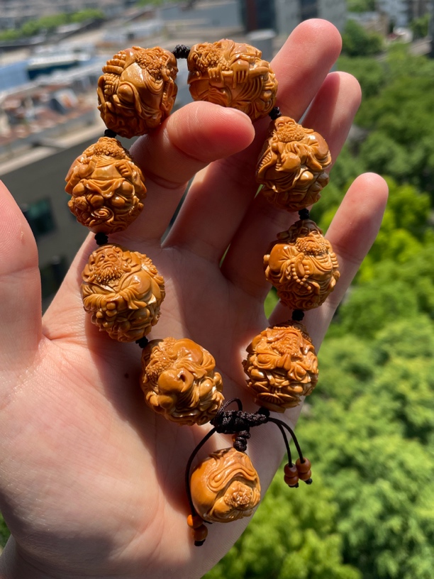 橄榄核核雕尺寸24悟道达摩手串手工文玩手串手持精品核雕核质红润