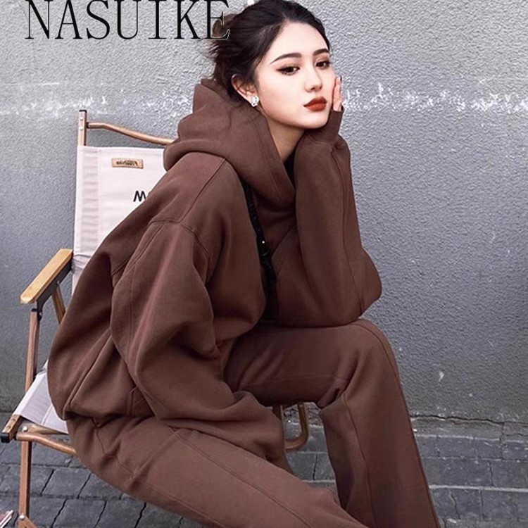 裁剪纸样女套头落肩袖帽款卫衣