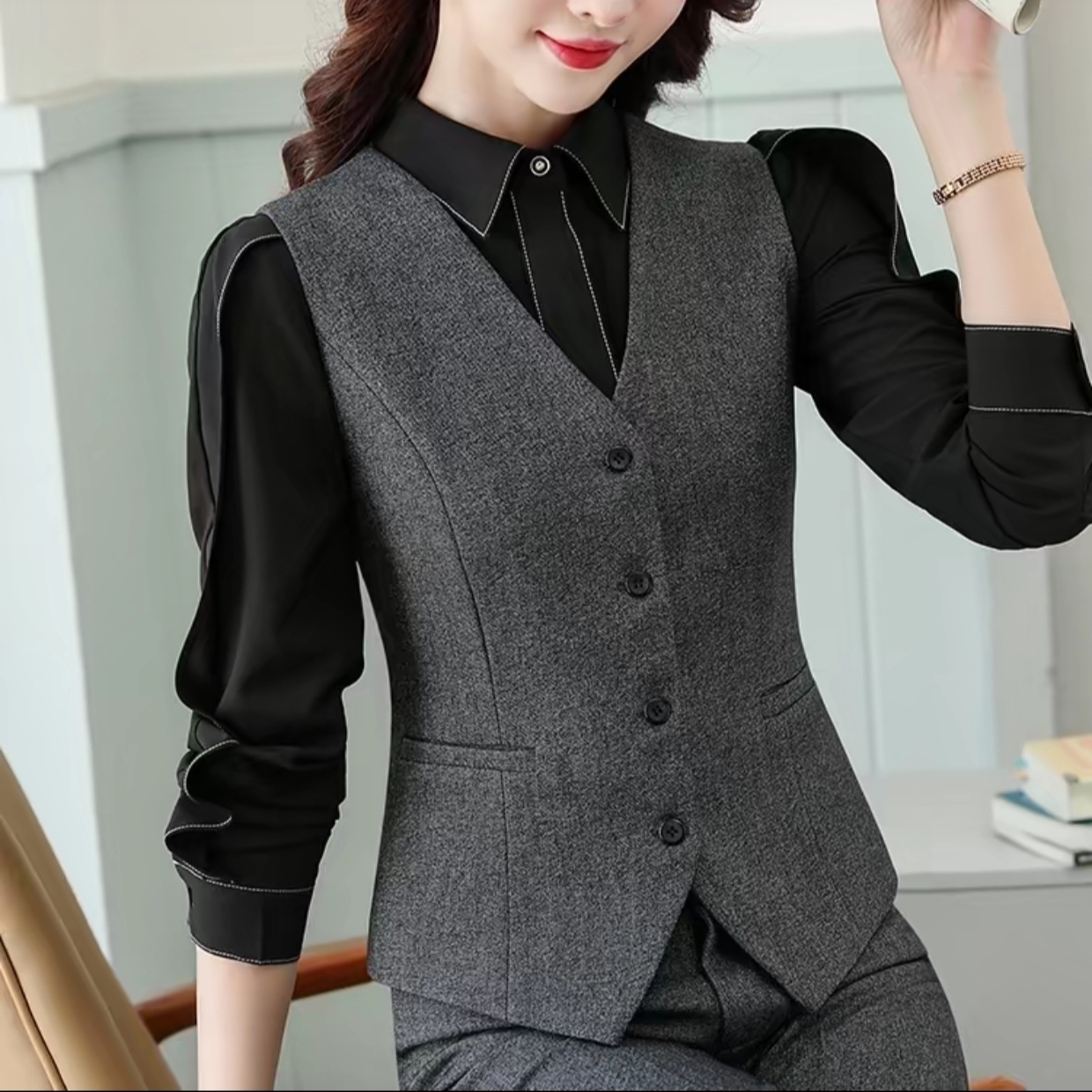 裁剪纸样女八片马甲