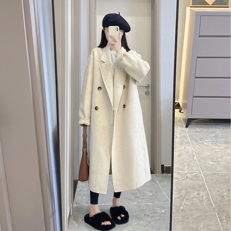 【801--810】女士羊毛气质时尚百搭宽松春秋韩版大衣羊绒双面呢大衣