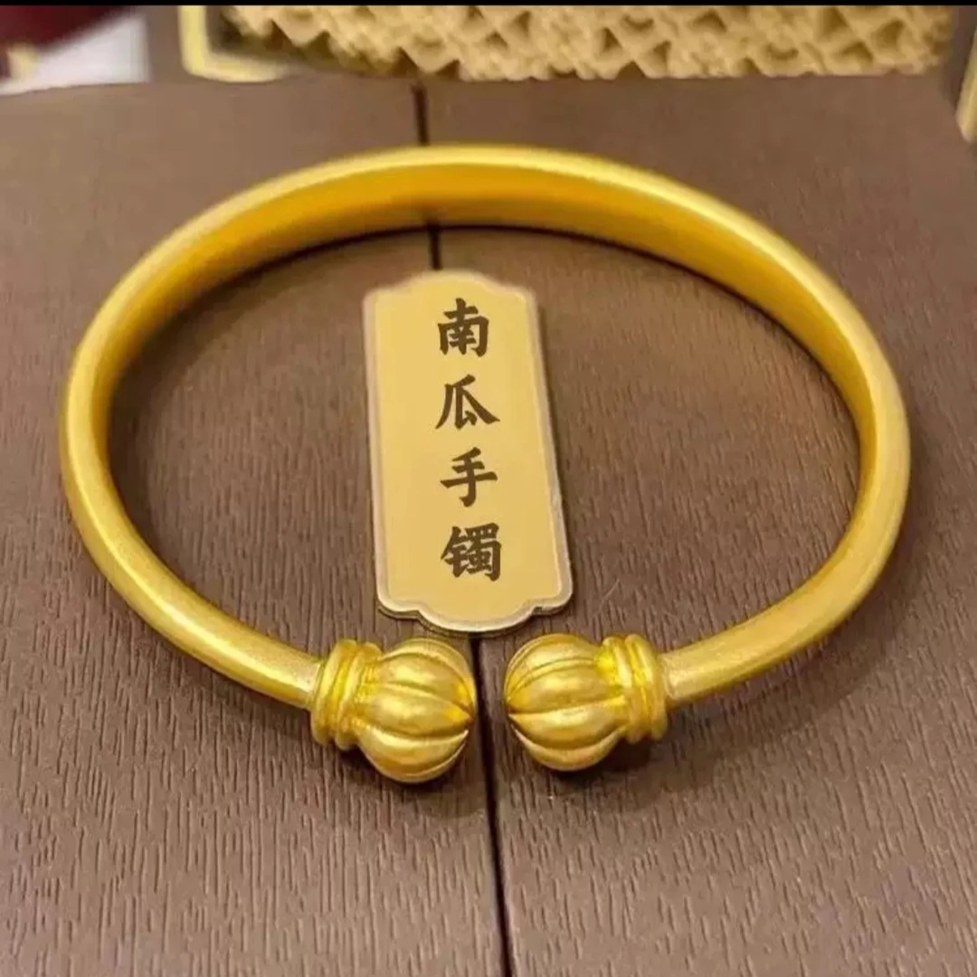 铜合金手镯 开口手工传承精美素圈南瓜手镯古法时尚