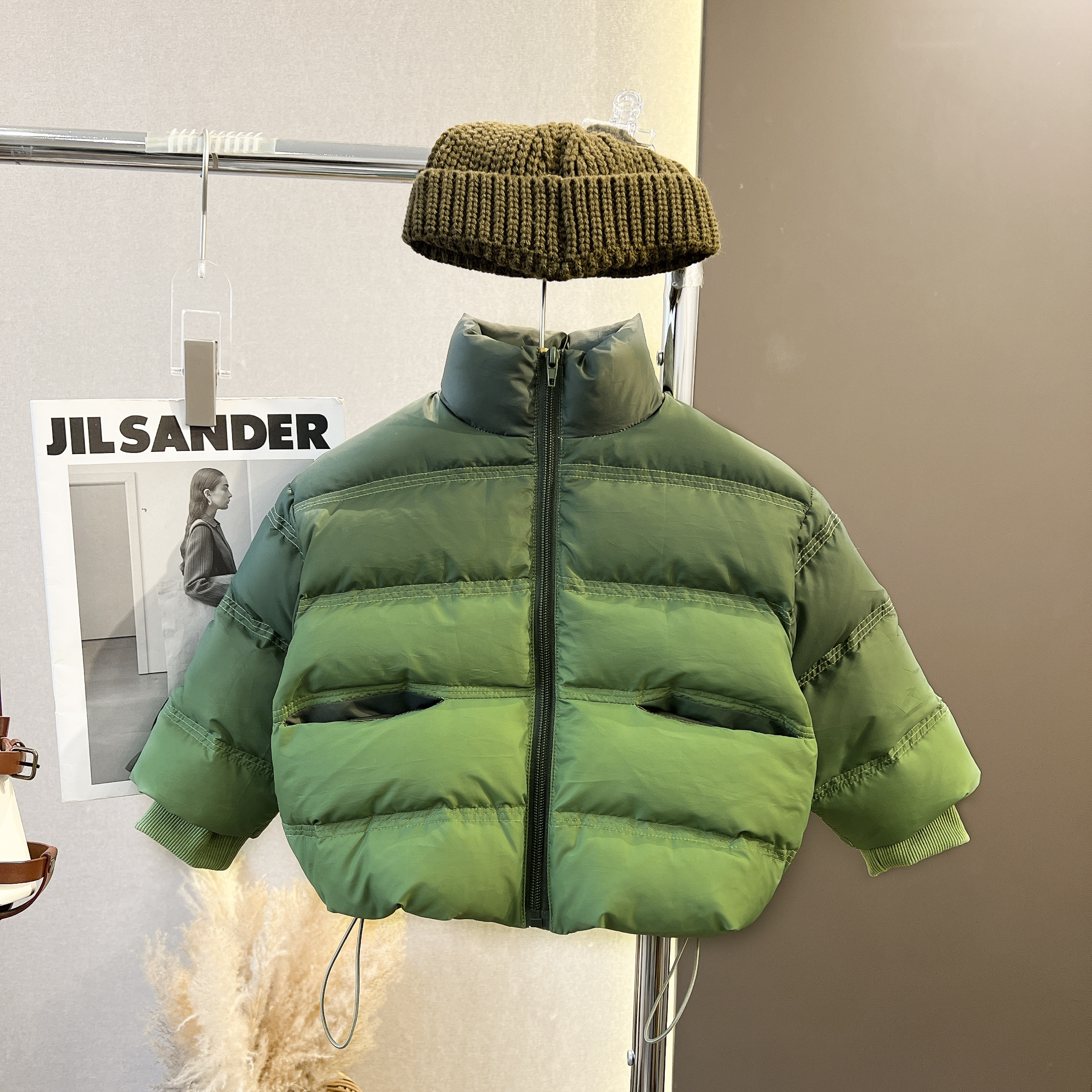 啵小爸【暖炉邮局】2025冬季儿童韩版立领渐变下摆抽绳防风羽绒服