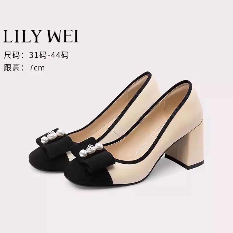 LilyWei【香榭丽】小香风单鞋复古玛丽珍鞋高跟鞋小码3132教师穿搭