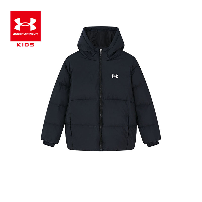 安德玛童装黑色男女童冬季轻薄短款羽绒服加厚加绒保暖防风6148