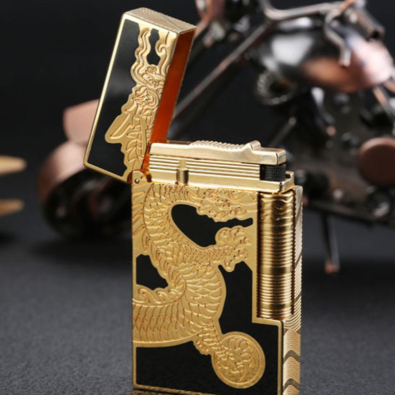 原装S.dubtnt法国都柏特充气高档朗声打火机全铜精品金帝王龙