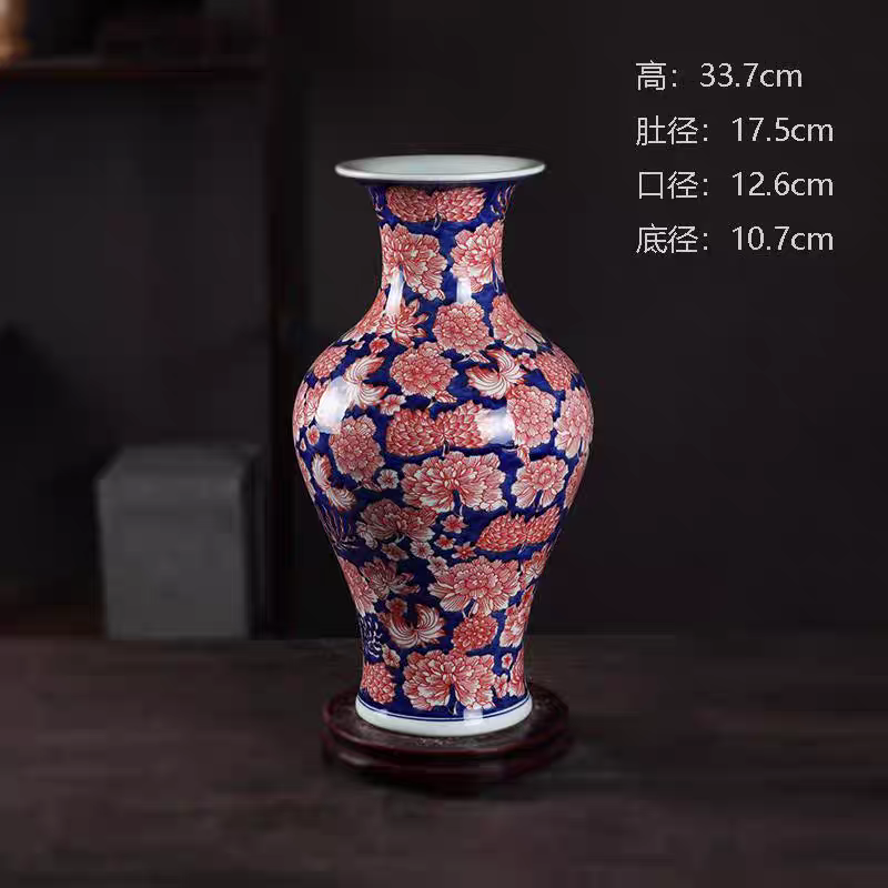 陶瓷花瓶仿古手绘青花瓷葫芦瓶新中式客厅博古架装饰品摆件
