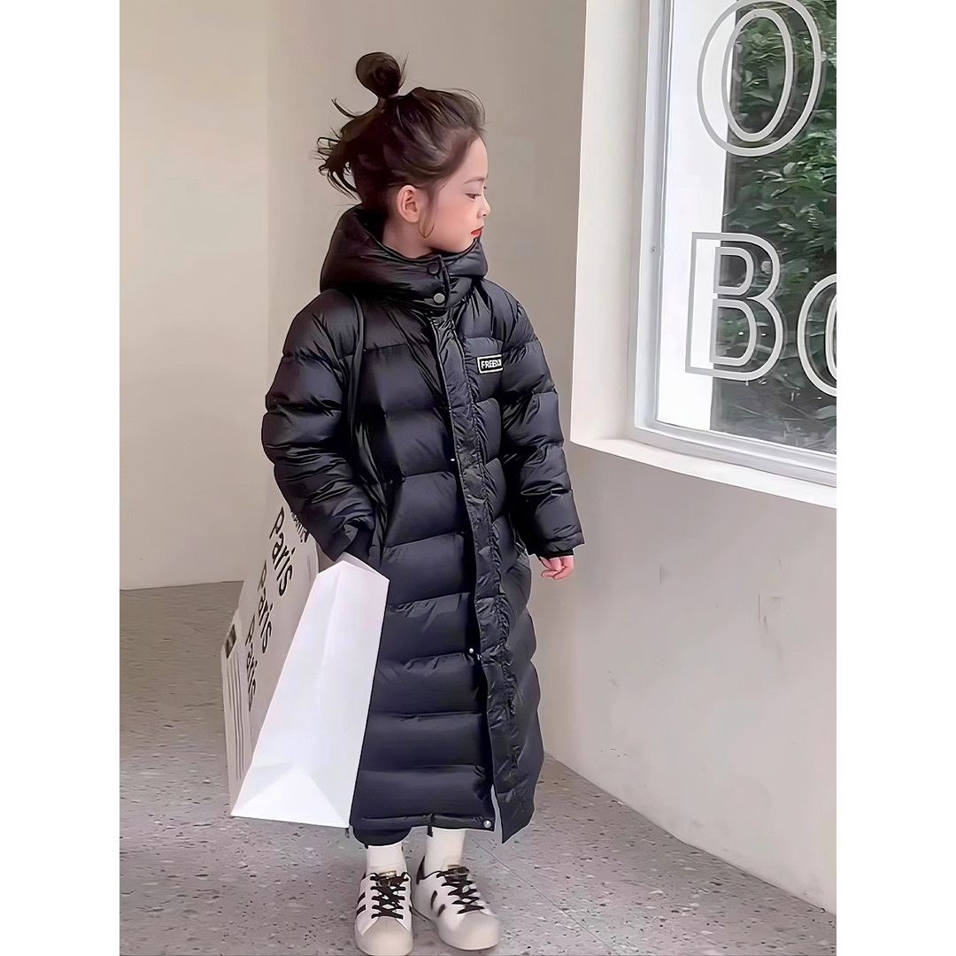 女童羽绒服儿童冬装中长款过膝2023新款连帽可拆保暖加厚韩版时尚