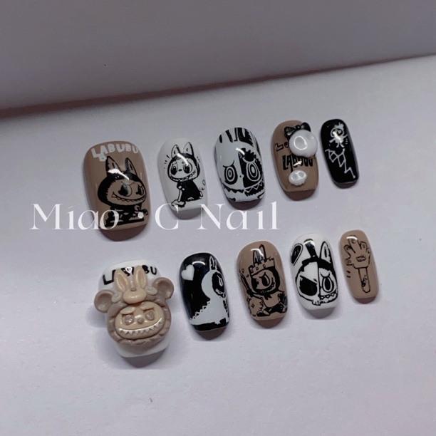【拉布布】Miao.C指尖艺术 高品质可爱拉布布手捏痛甲纯手工穿戴甲