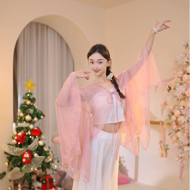 3490 D舞蹈练功服古典舞服装古风飘逸披肩上衣成人女显瘦形体新款