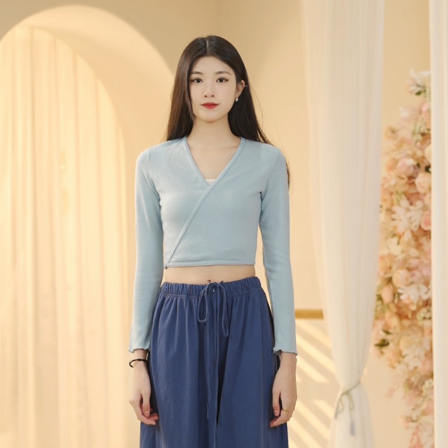3158针织绑带舞蹈衫  舞蹈服女现代舞蹈生日常穿搭跳舞专用韩国绒