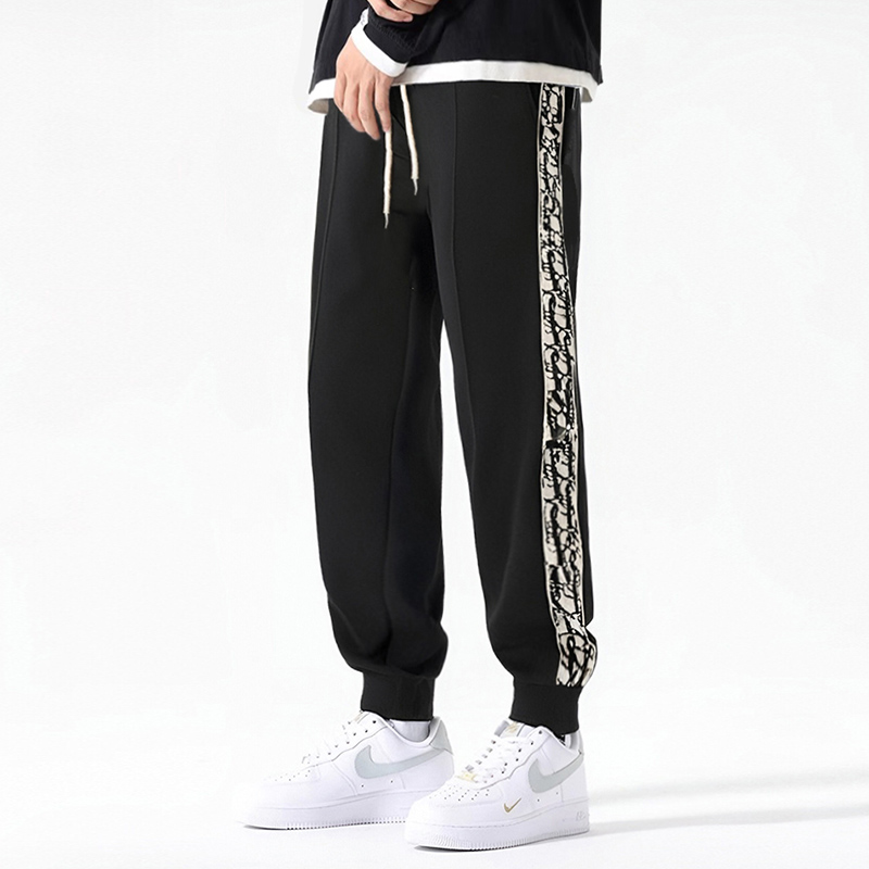 秋冬新款轻奢潮流时尚字母刺绣休闲百搭束脚裤运动男士宽松X2059