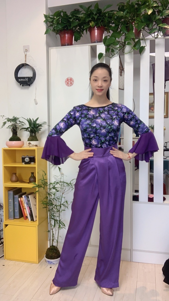 【惠莹】夏款高腰魔术贴高腰手抓花面料直筒裤