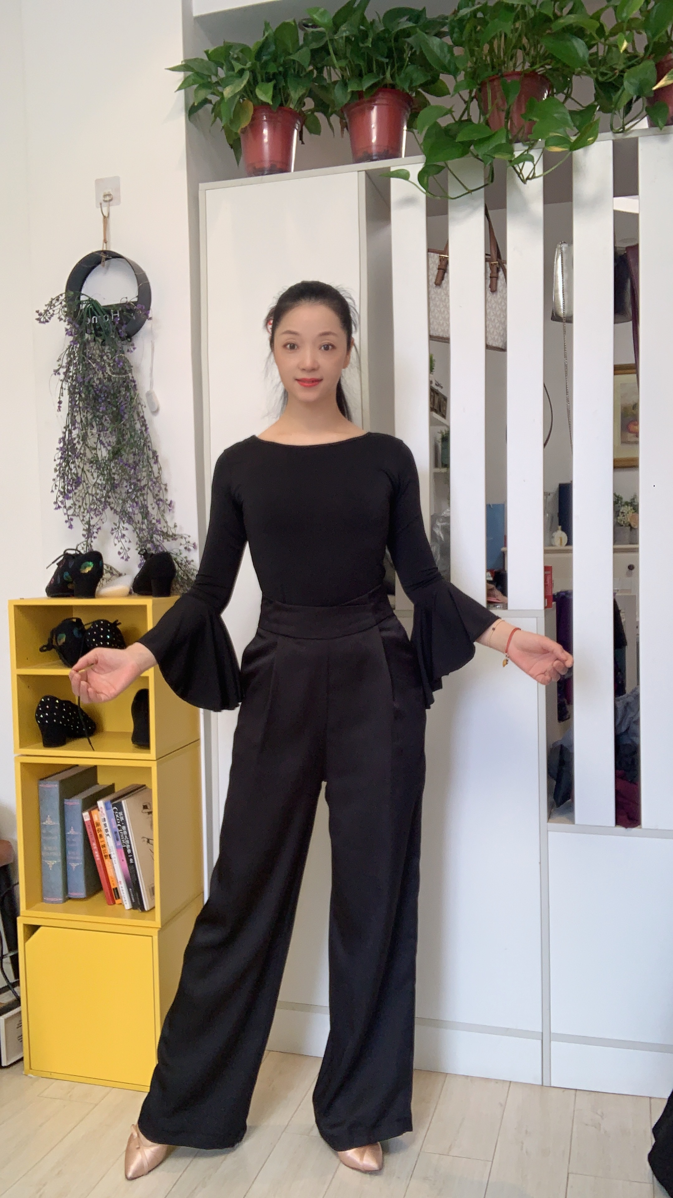 【惠莹】夏款K61手抓花高腰带口袋直筒裤