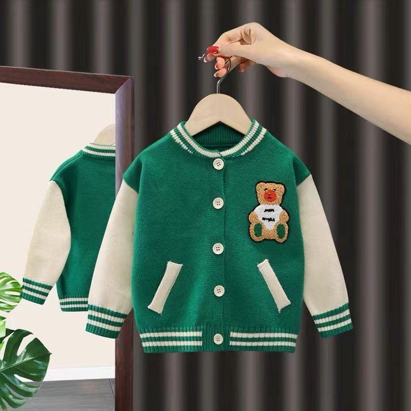 男童开衫毛衣儿童春秋款棒球服童装秋季小童洋气潮秋装针织外套潮