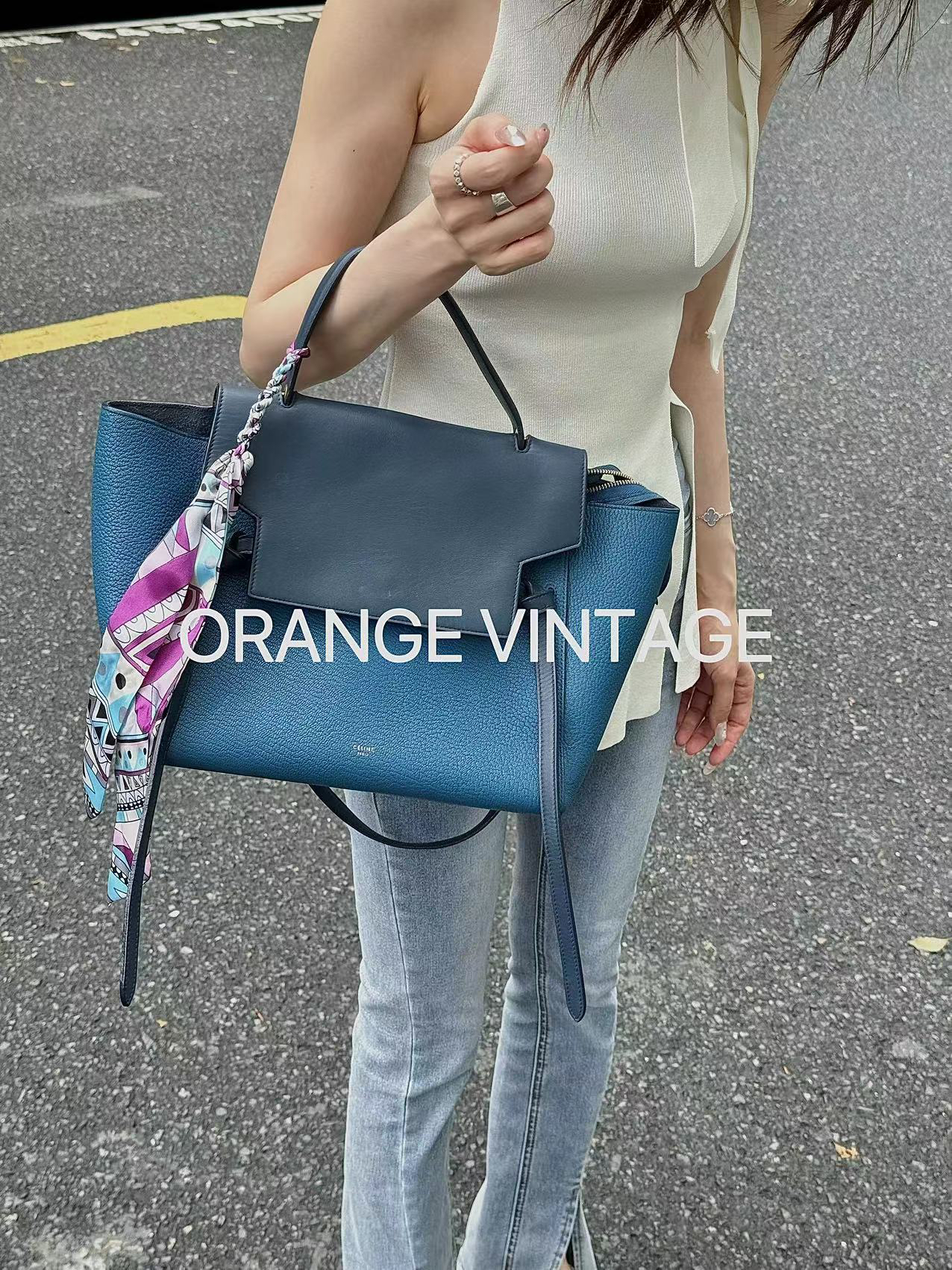 95新 Celine/思琳 Celine belt 拼色鲶鱼包 手提单肩包