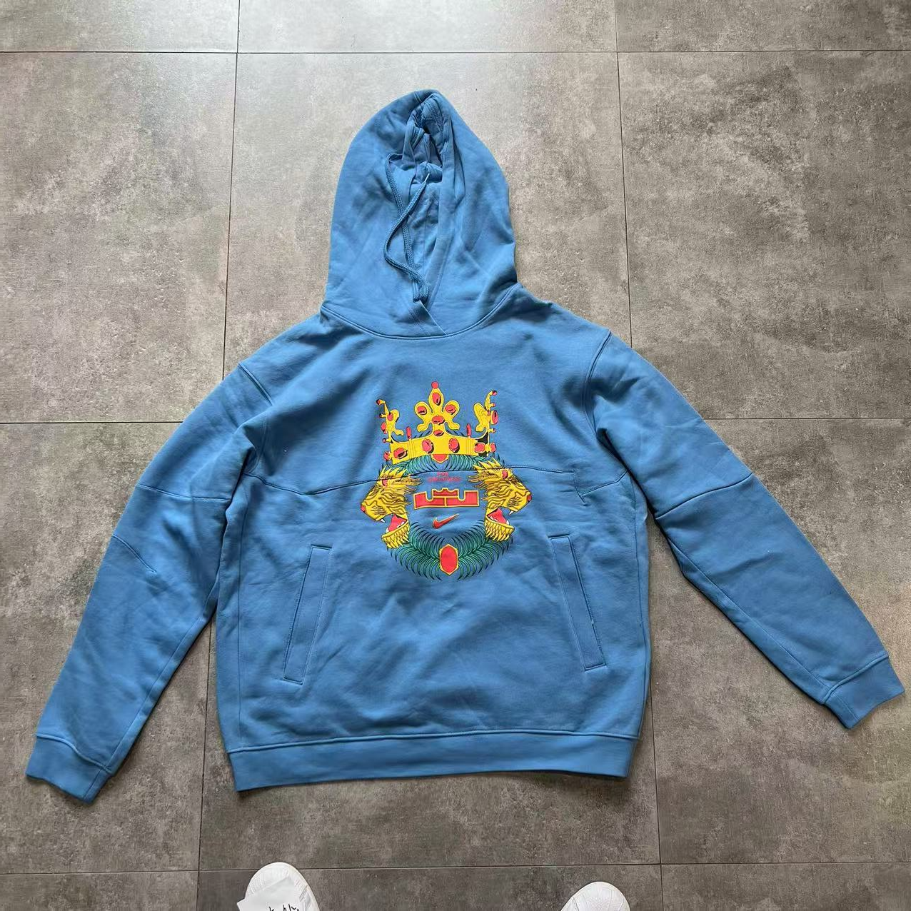 瑕疵款-NIke 詹姆斯篮球运动加绒训练连帽套头卫衣 蓝色