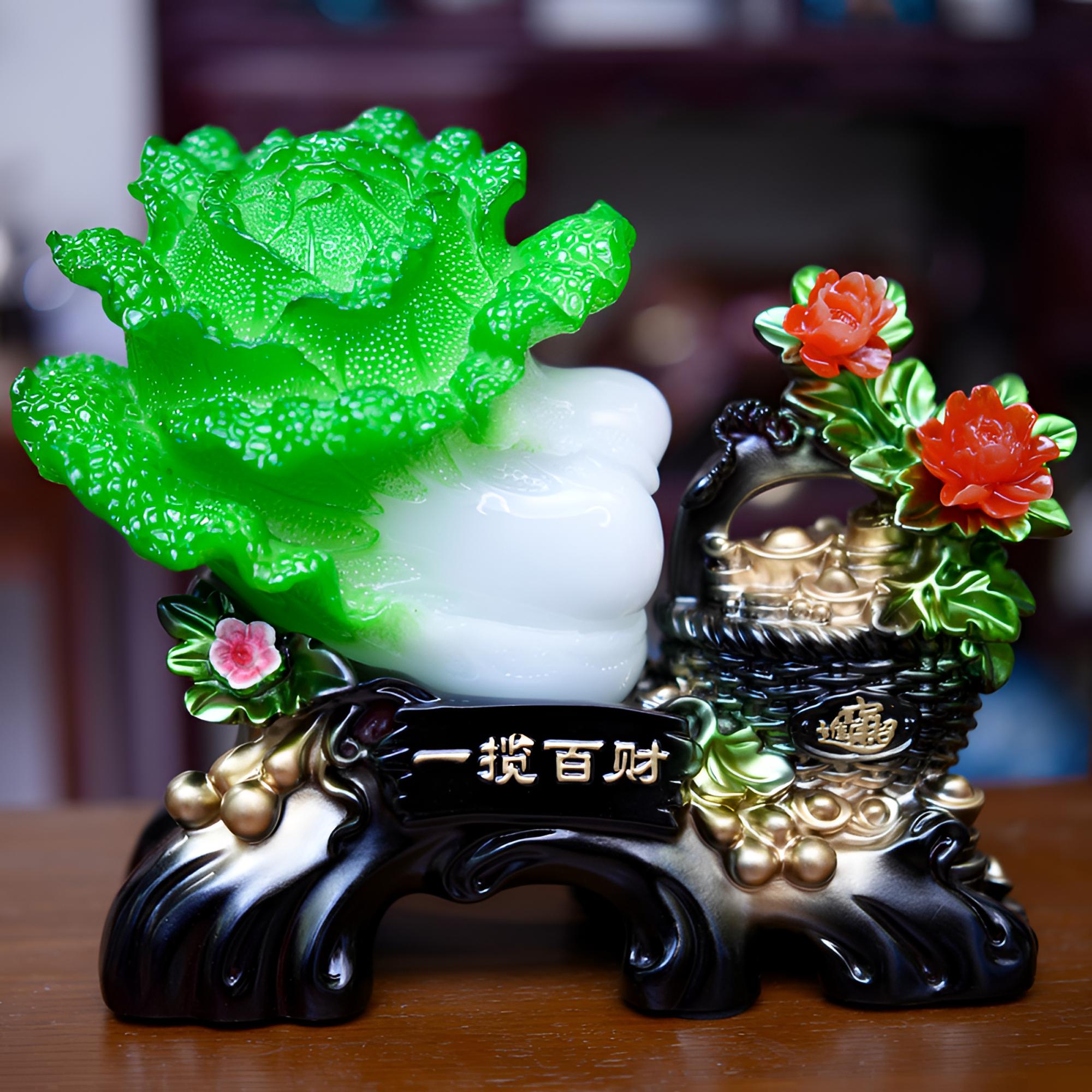 [木火火]大款一揽白菜财摆件家居客厅装饰品收银台前台乔迁礼品