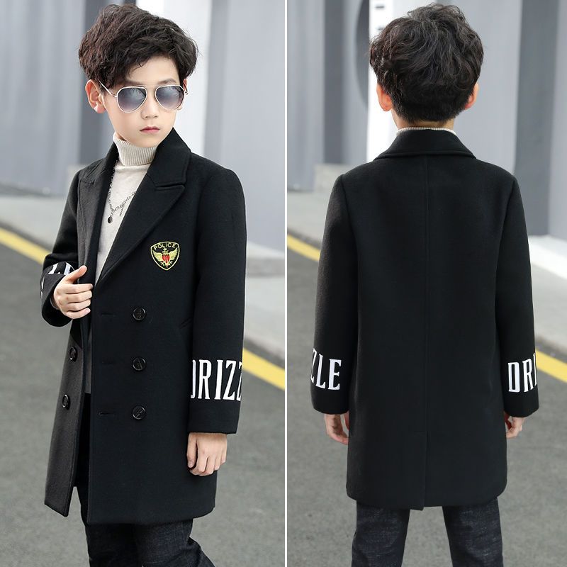 男童毛呢子大衣外套中长款2023秋冬季新款儿童洋气韩