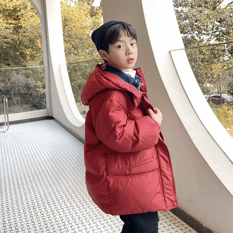 男童羽绒服中长款2023冬季新款儿童中大童白鸭绒加厚