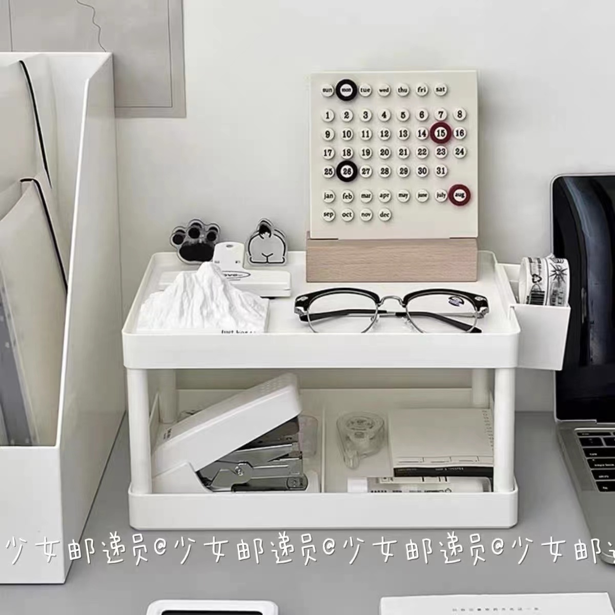 桌面置物架书桌文具杂物双层收纳架办公室桌上收纳盒ins文件架子 