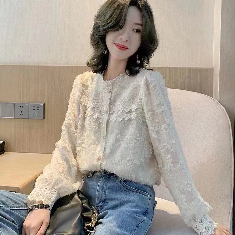 【全额运补】2025秋冬立领蕾丝衫打底衫上衣超仙独特衬衫内搭小衫女