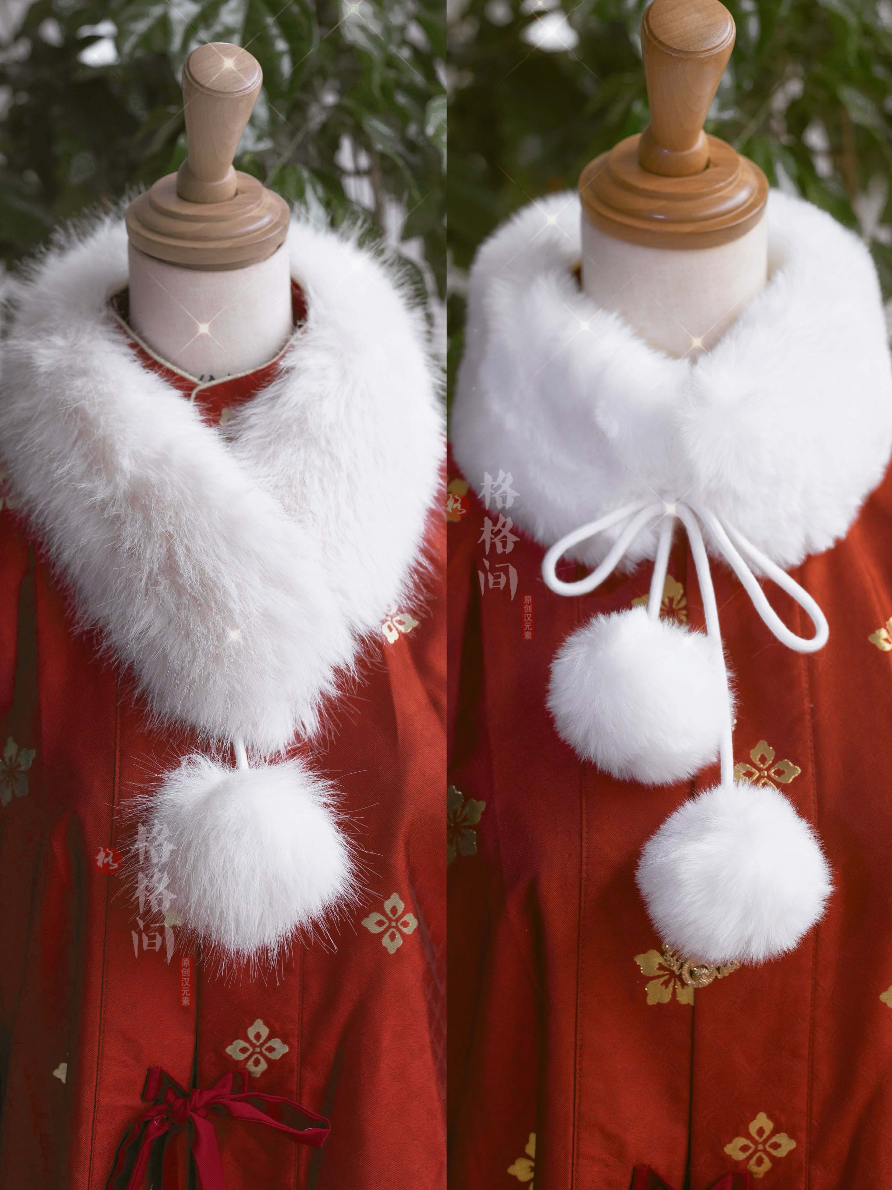 格格间复古风汉服秋冬围脖围巾保暖少女毛绒可爱毛领加厚冬季百搭