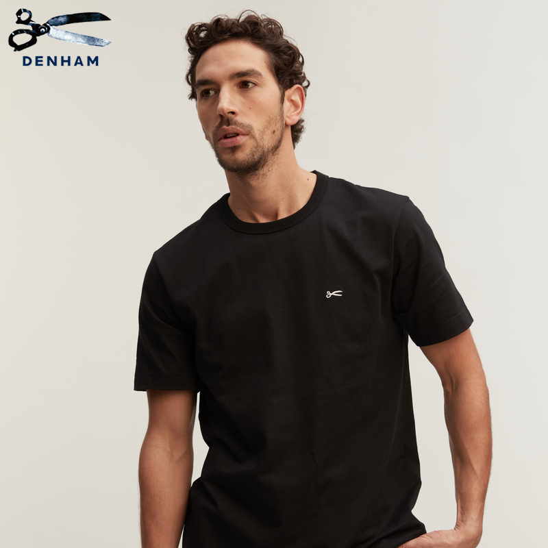 DENHAM男女同款经典简约热销款运动风LOGO剪刀短袖T恤男黑白色