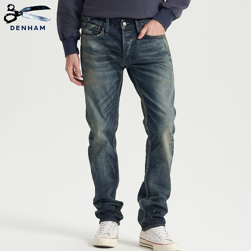 DENHAM2024年秋季日本制新款男士修身微锥中腰赤耳牛仔裤RAZOR
