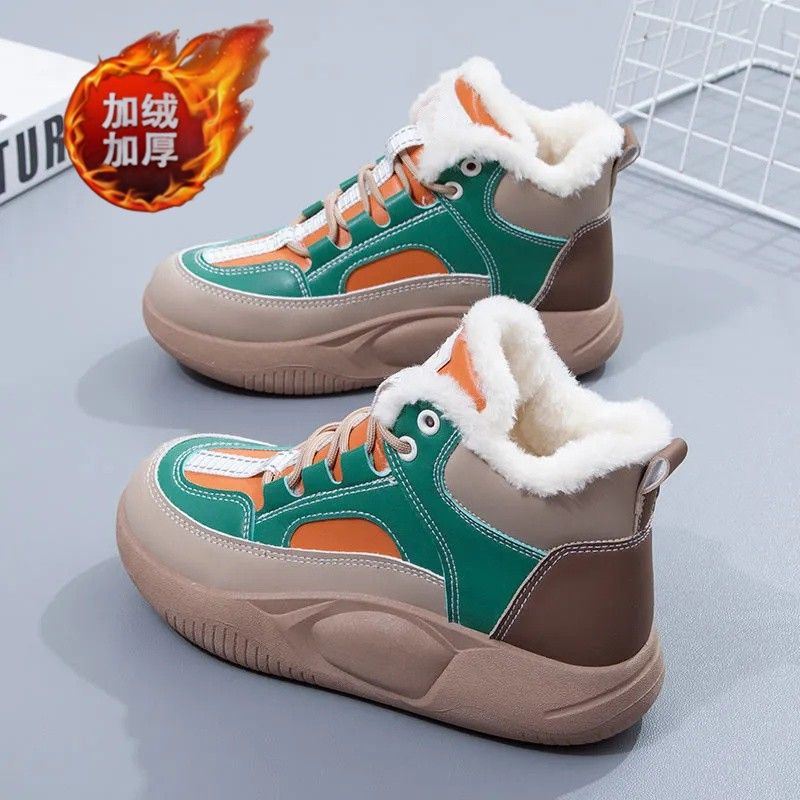 红蜻蜓牌35-43加大码女鞋 高帮棉鞋41加绒加厚短靴马丁棉靴女防滑