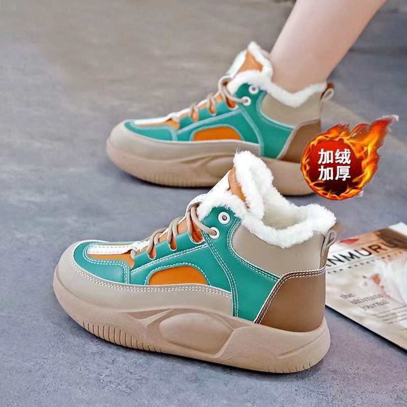 红蜻蜓牌35-43 大码女鞋真软皮冬季保暖棉鞋41厚底加绒马丁靴女运