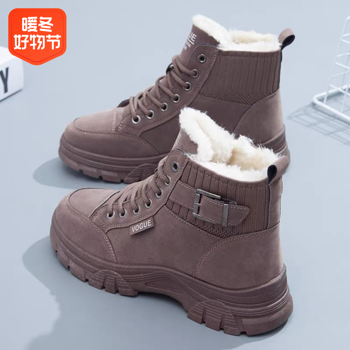 红蜻蜓牌软皮雪地靴女2023冬季新款加绒加厚大棉鞋防滑保暖马丁靴
