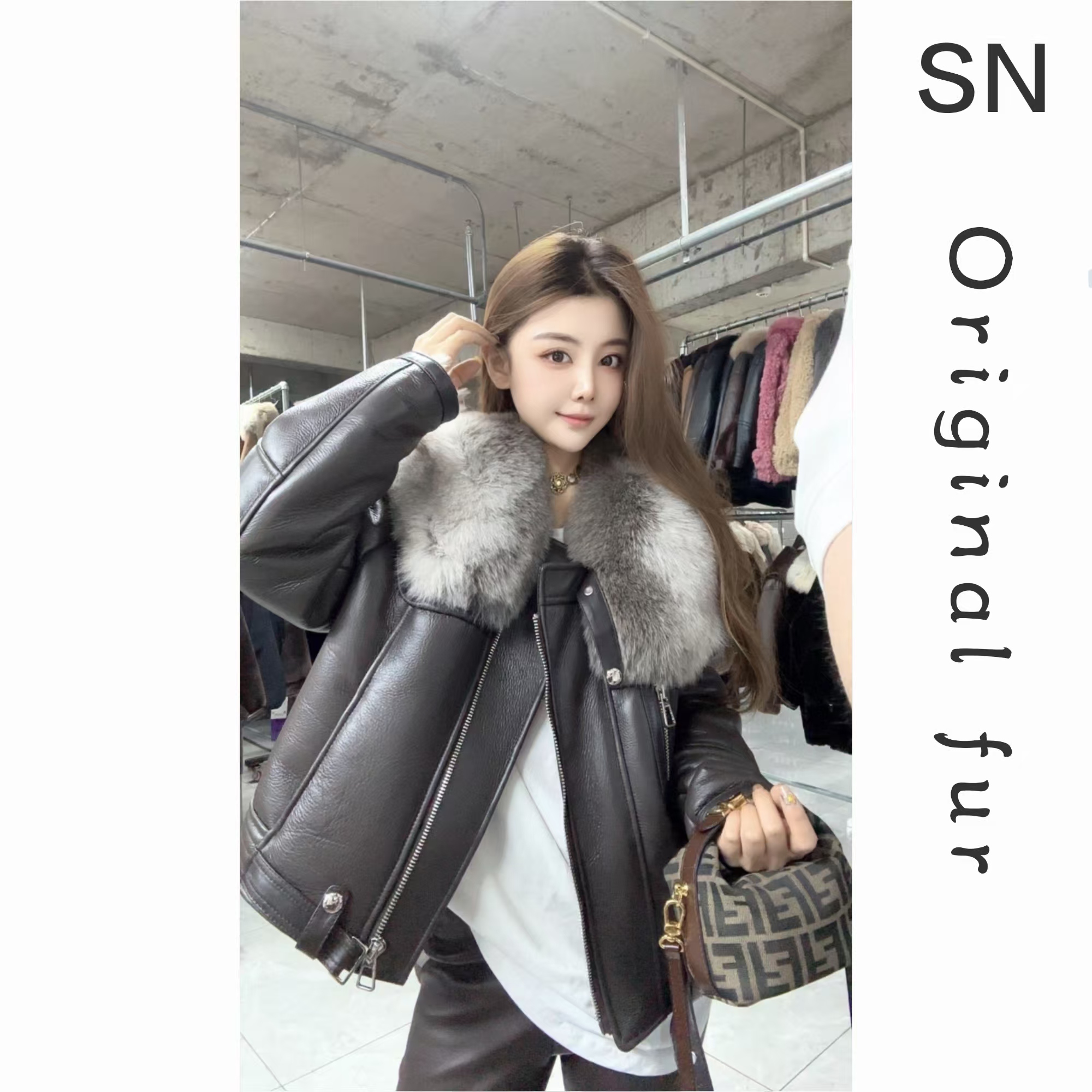 SN原创SN8060新款女外套真皮皮草冬季皮毛一体