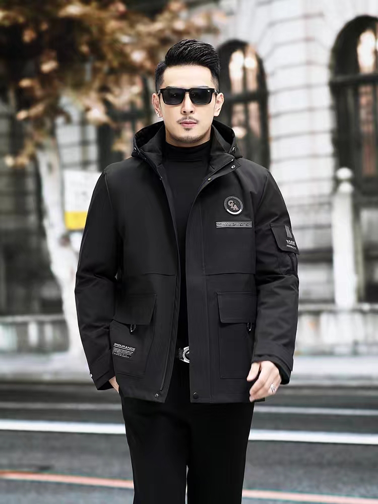 佰德吉新款派克服男短款时尚可脱卸兔毛内胆皮毛一体冬季保暖外套