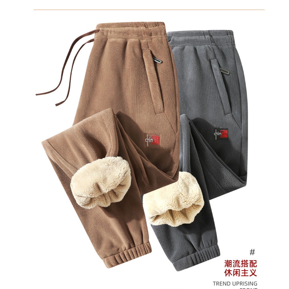 【专柜上新】冬季新品澳粒绒时尚百搭保暖运动裤男士休闲束脚长裤