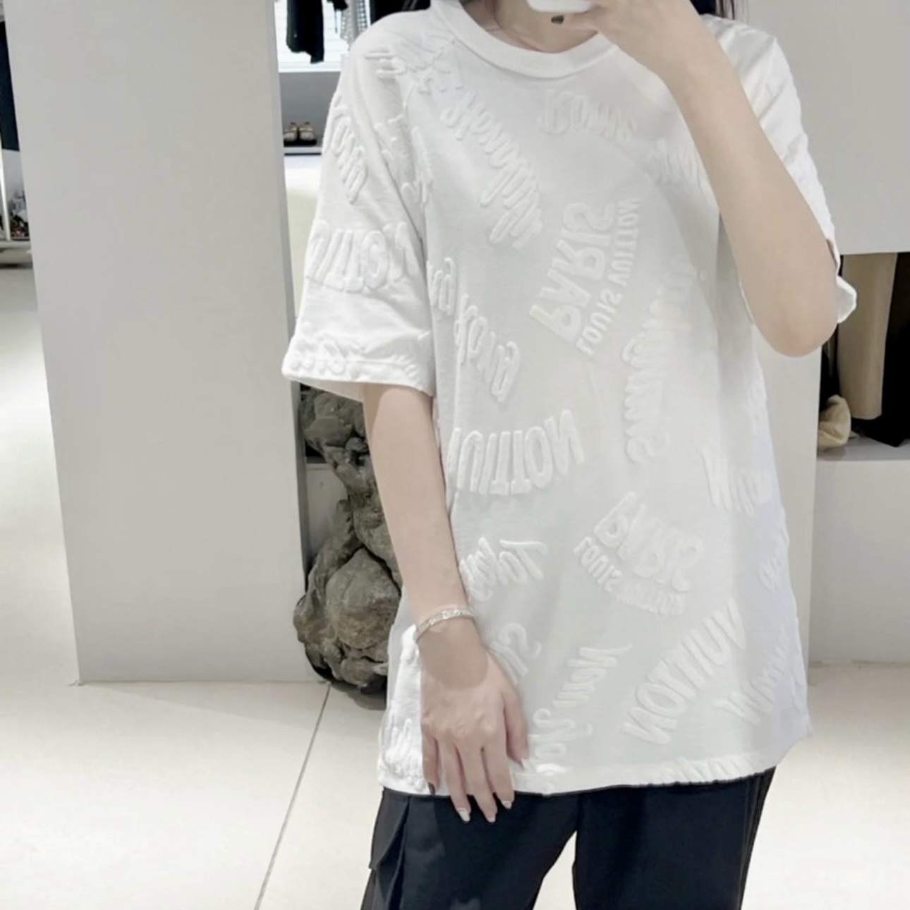 99新 LouisVuitton/路易威登 M码 白色 字母 短袖 T恤 