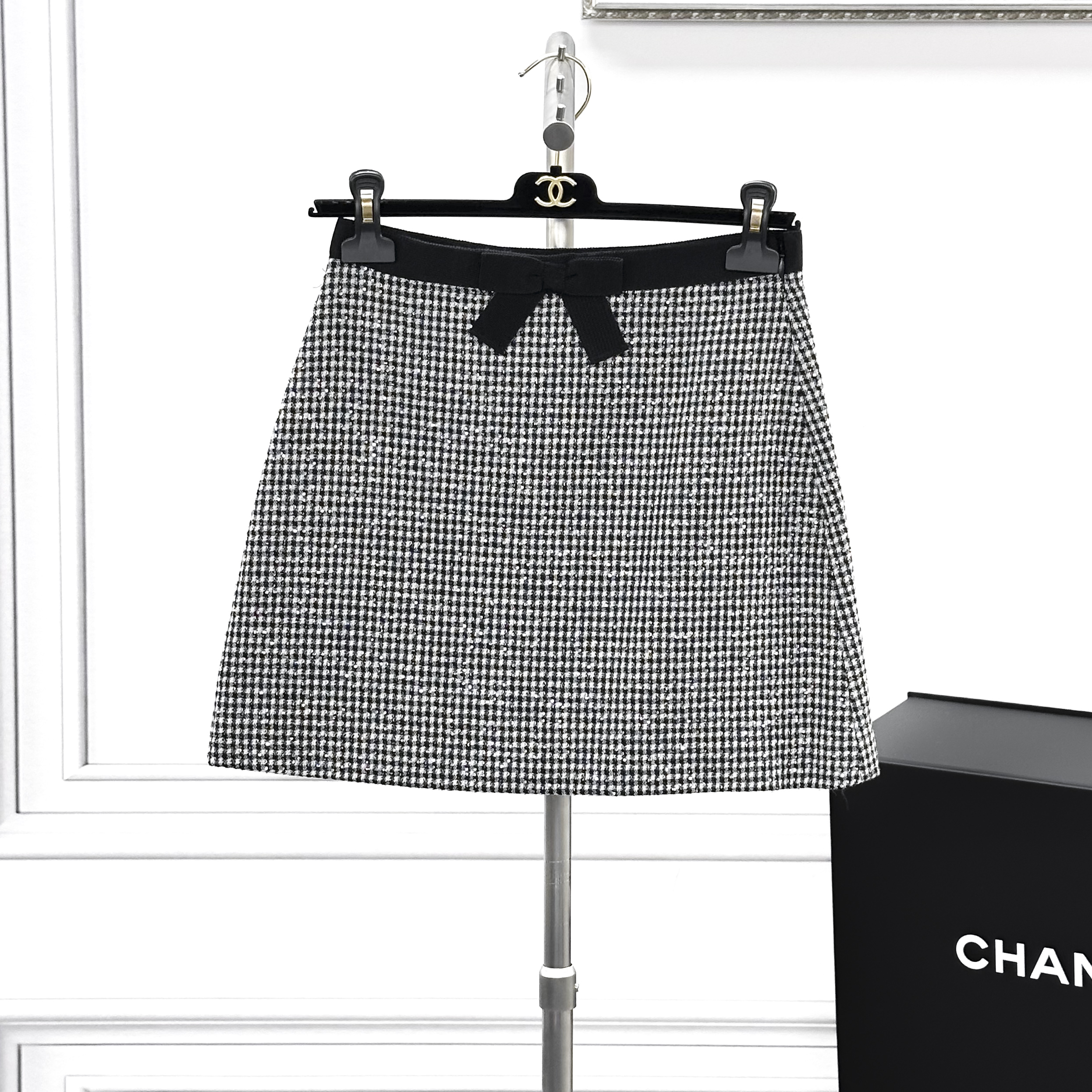 99新 MIU MIU/缪缪 38码 格纹 蝴蝶结 半身短裙