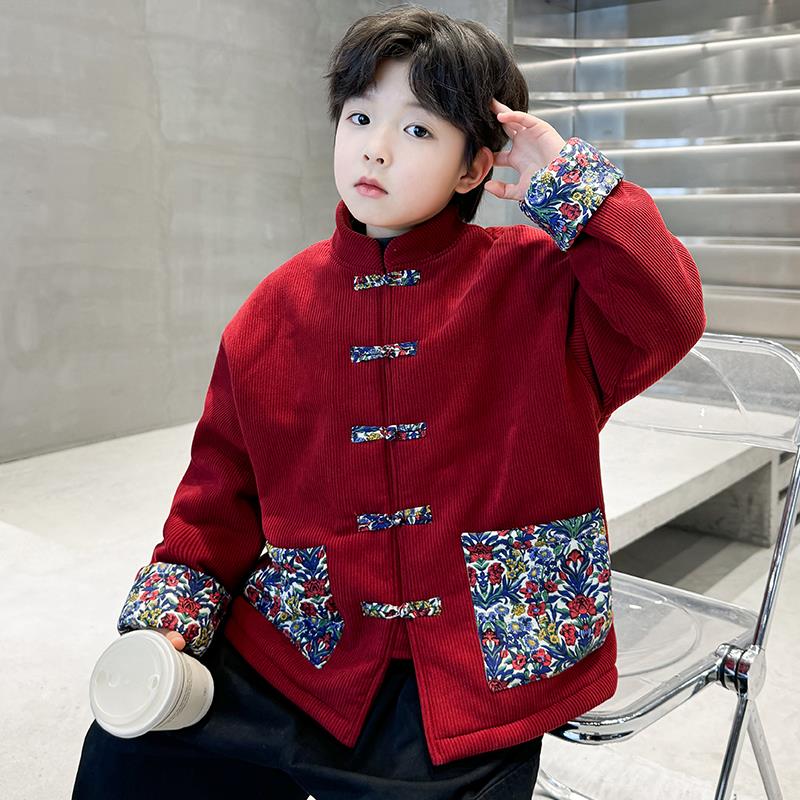 唐装男童拜年服秋冬喜庆国风外套宝宝过年衣服2024儿童新年装汉服