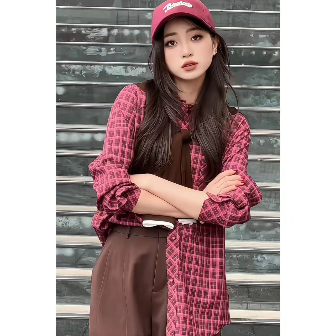 易缔媤格子衬衣D33528G5001