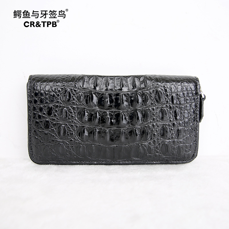 鳄珍鳄鱼真皮骨皮 男士百搭手拿包钱包 高档时尚礼品DLG-102黑色