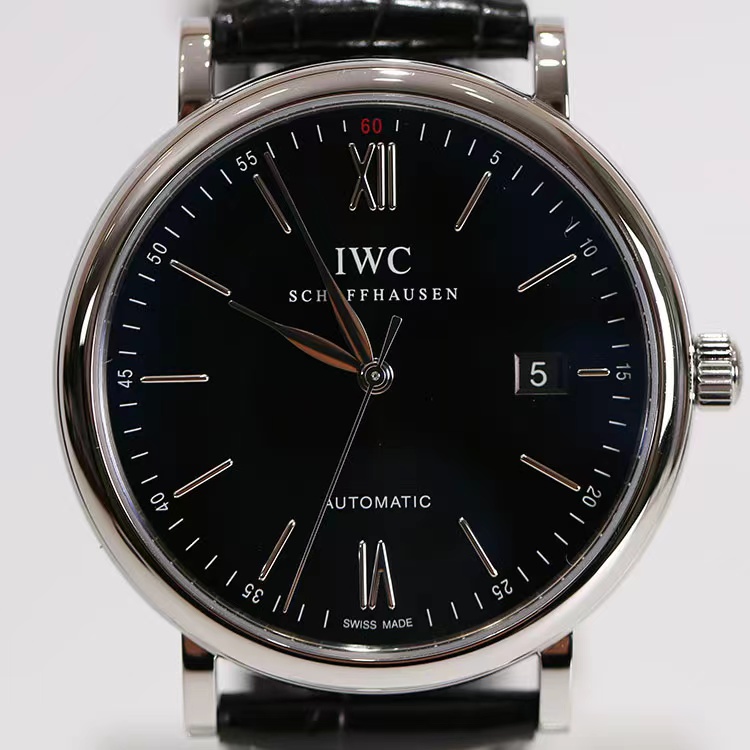 95新 IWC/万国 IW356502柏涛菲诺单表精钢藏表家黑盘名表经典男款