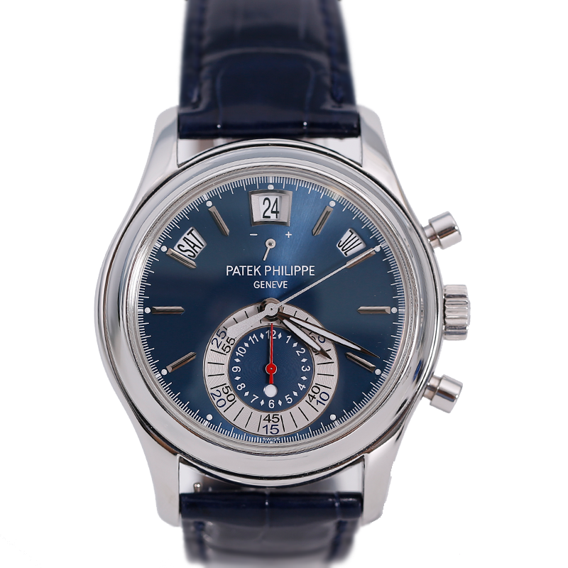 95新 Patek Philippe/百达翡丽 5960P铂金蓝盘T方钻13年全套