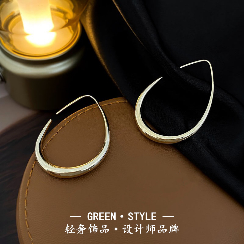 铜合金耳饰 【水滴耳挂】韩版轻奢小众时尚简约百搭耳钉个性-6023