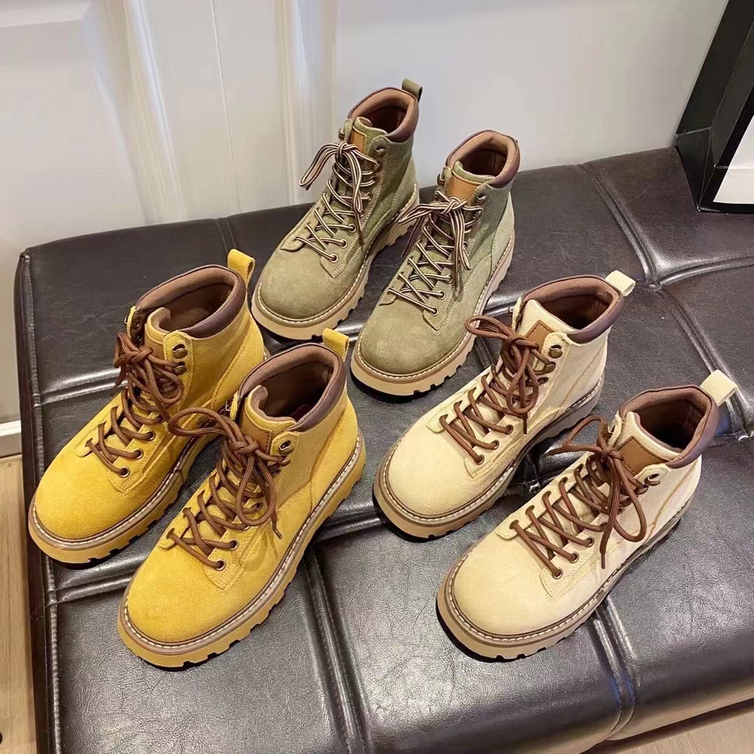 05110-89大黄靴女新款厚底马丁靴休闲户外工装靴磨砂皮短靴子
