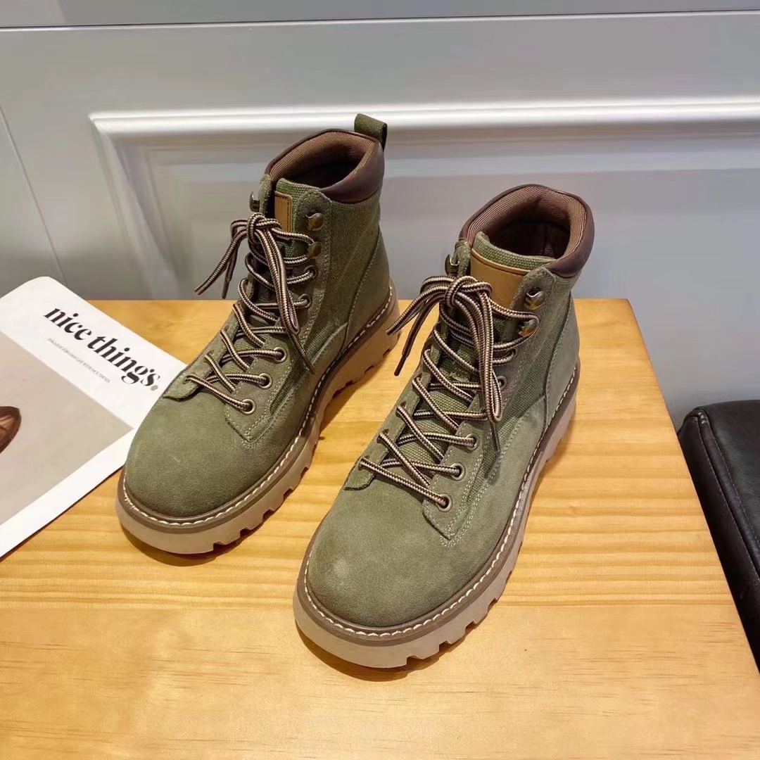 05110-89大黄靴女新款厚底马丁靴休闲户外工装靴磨砂皮短靴子