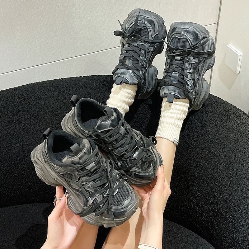 回力瑞高颜值加绒老爹鞋女2024新款厚底增高运动休闲鞋擦色做