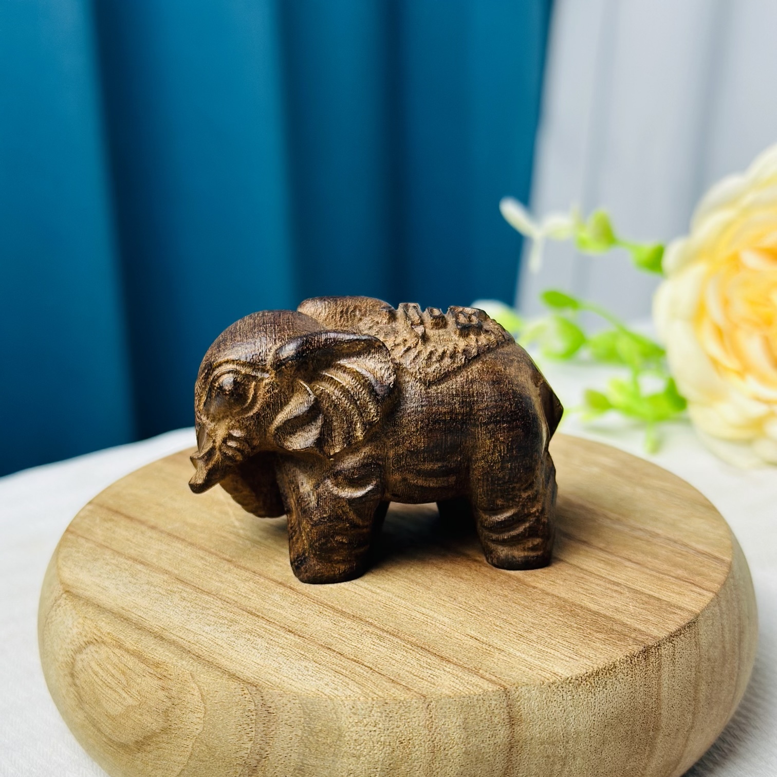 黑檀 迷你富贵小象 (单只)盖置