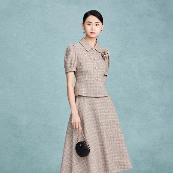 2023年香草咖啡系列通勤百搭小众小香风半身裙-MJEC11WSK723K01