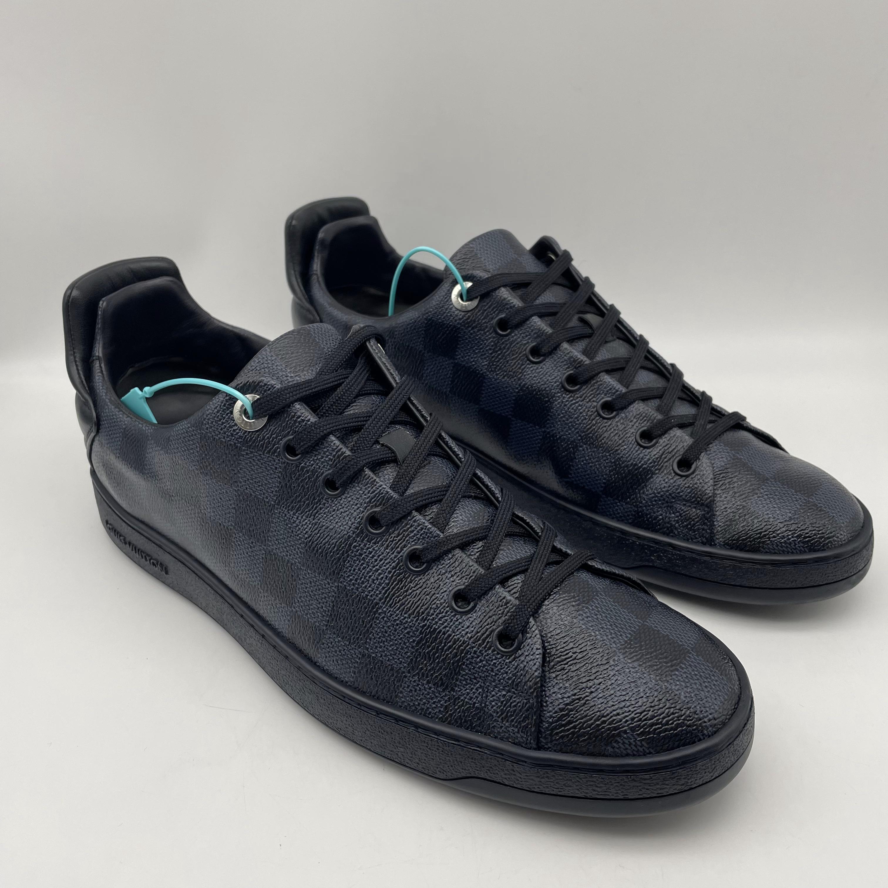 95新 LouisVuitton/路易威登 二手黑蓝棋盘格时尚潮流板鞋/43欧码